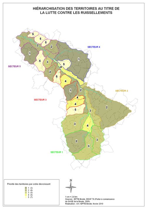 Carte de hiérarchisation des territoires au titre de la lutte contre les ruissellements